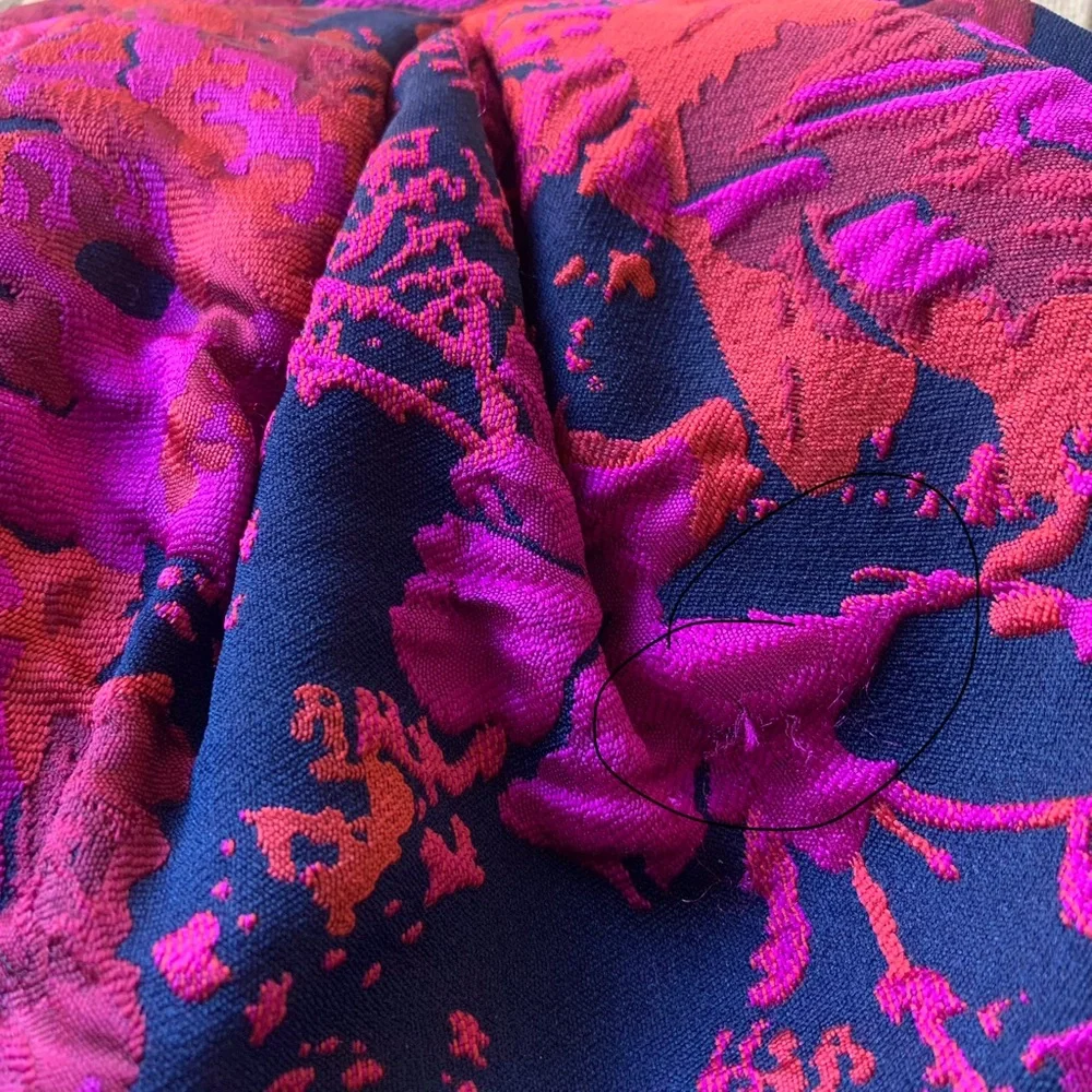 Chico’s brocade navy purple, red, and fuscia pleated‎ shoulder evening bag. - Picture 9 of 12